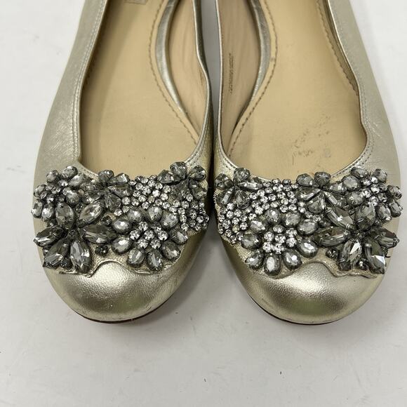 Vera Wang LAVENDER SILVER REAL LEATHER EMBELLISHMENT FLAT ROUND TOE BALLET 6.5 - Picture 3 of 12